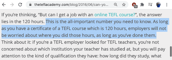 120 hour online tefl course lie