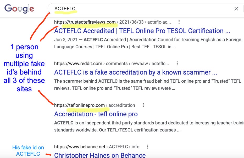 acteflc fake tefl accreditation