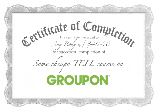 TEFL certificate provided by groupon