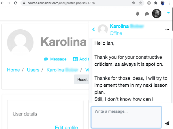 Karolina's message