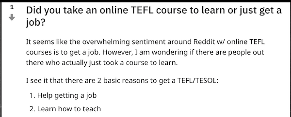 reddit online tefl course for job or learn