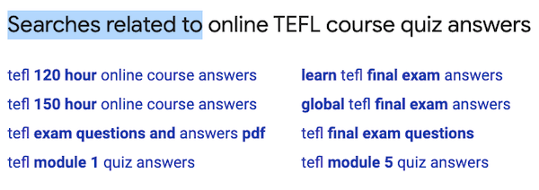 answer to online tefl course